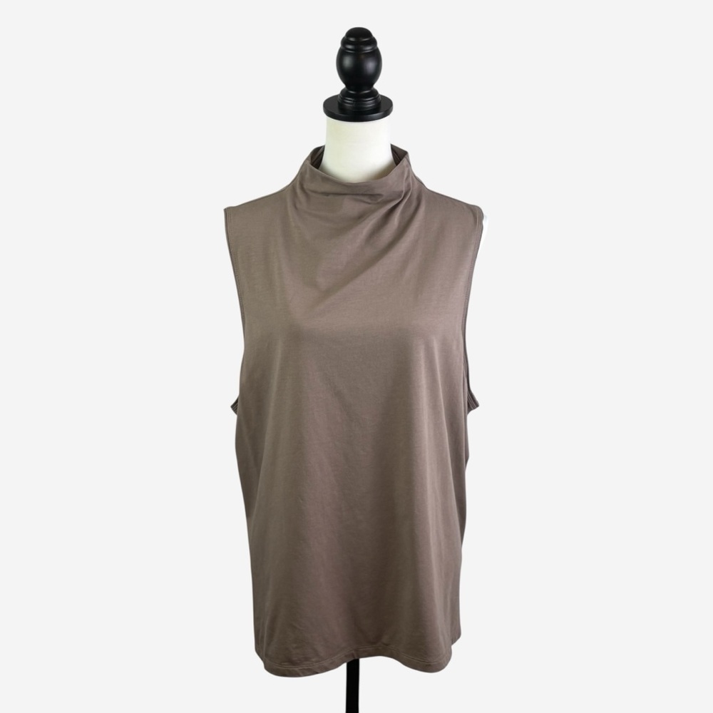 Athleta Outbound Tank • Size 3X • Mock Neck Pyrite Brown Sleeveless Cotton $49 - Picture 3 of 10